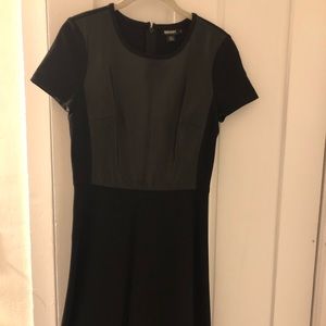 DKNY leather front a-line dress